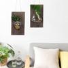2pcs Wall Hanging Glass Vases with Wood Board Real Wood Decor for Hydroponic Plants