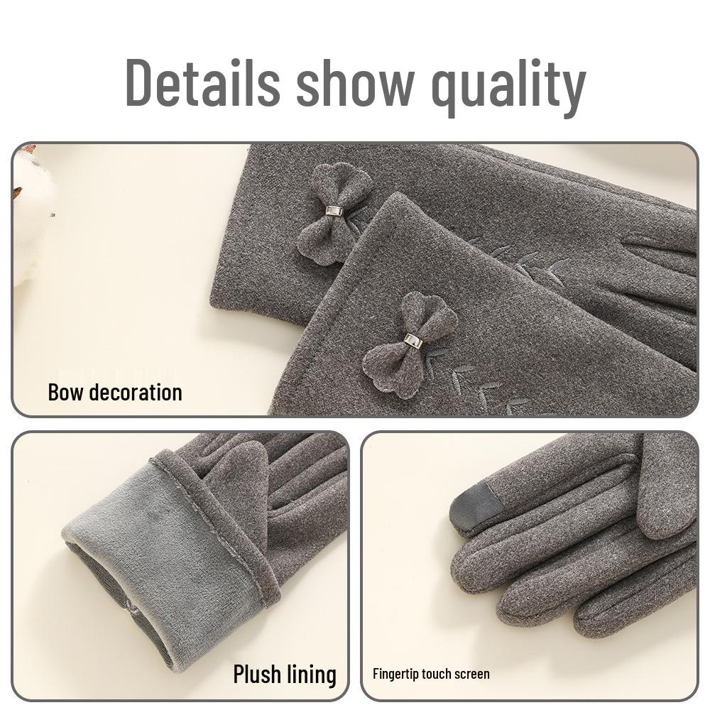 Women's Winter Touchscreen Cycling Gloves - Windproof, Thick Fleece-Lined with Rabbit Fur. Perfect for Outdoor Sports & Cold Weather Travel.