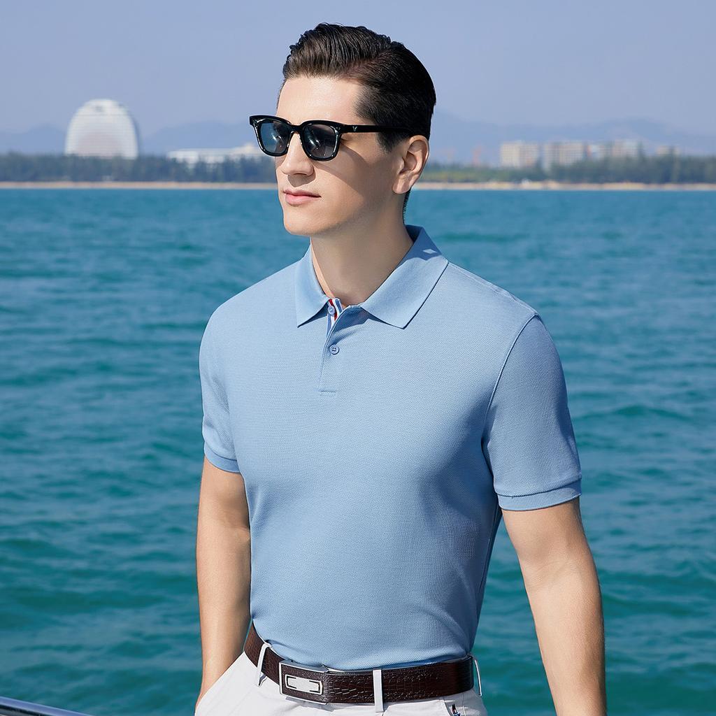 Mulberry Silk+Long Staple Cotton Men's Ice Silk Polo Shirt