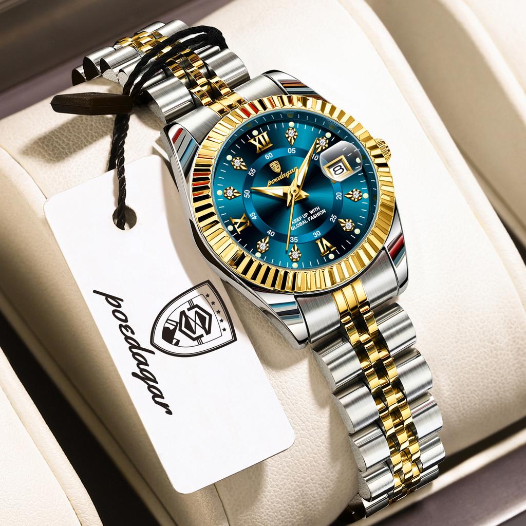POEDAGAR Business Quartz Ladies Wristwatch Waterproof Luminous Date Elegant Women Watch Stainless Steel Fashion Women's Watches