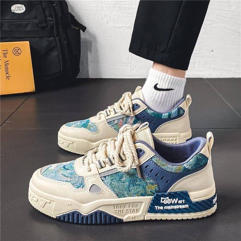 

Spring New Men s Breathable Leather Panel Shoes for Students Versatile Low-top Niche Shoes Sports and Casual Men s Shoes 39