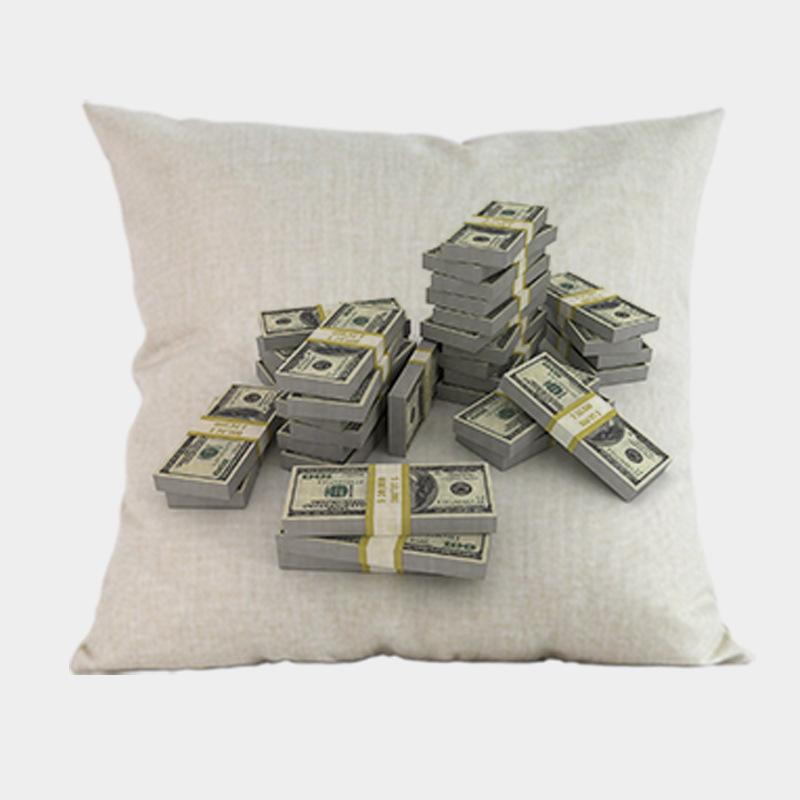 Nuovi Cuscini Decorativi per Divano a Forma di Dollaro Americano Quadrati 18 Pollici Lino Cotone Stampa di Denaro Copricuscino per Sedia da Ufficio Decorazione per la Casa