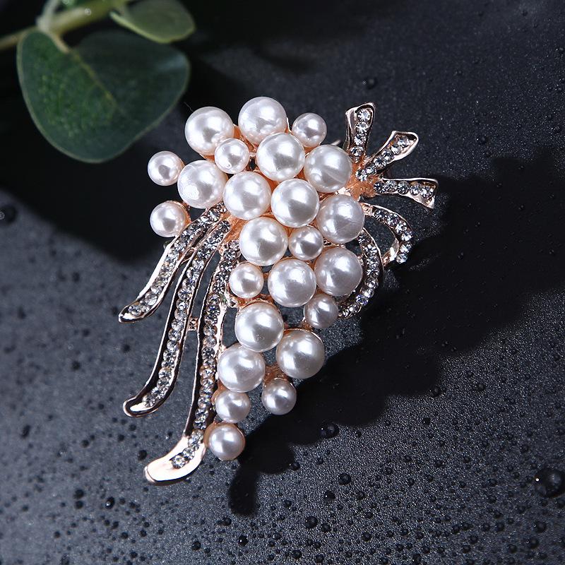 Lanhao Hot-Selling Pearl Swan Rhinestone Flower Brooch - Japanese & Korean Fashion Accessories for Women