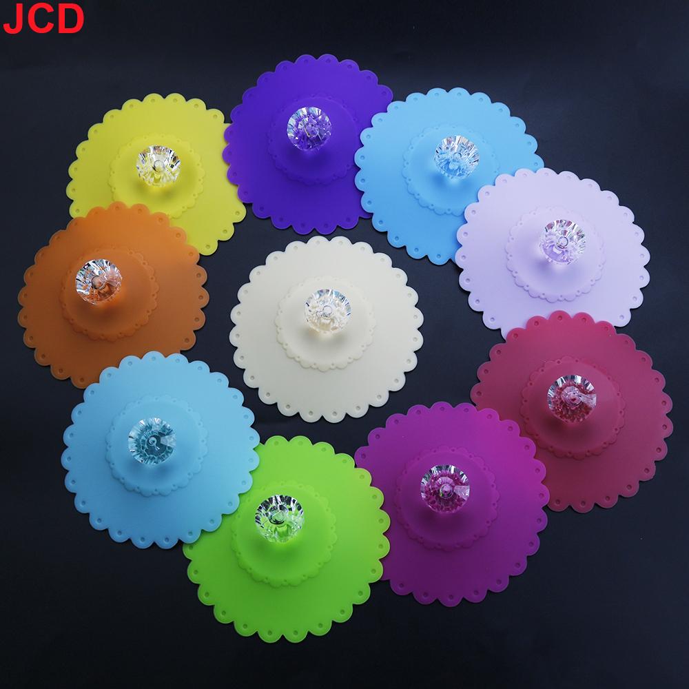 JCD Reusable Silicone Cup Cover with Artificial Diamonds Anti-dust Thermal Insulation Cup Lid Seals Mugs Cover Drinkware Parts