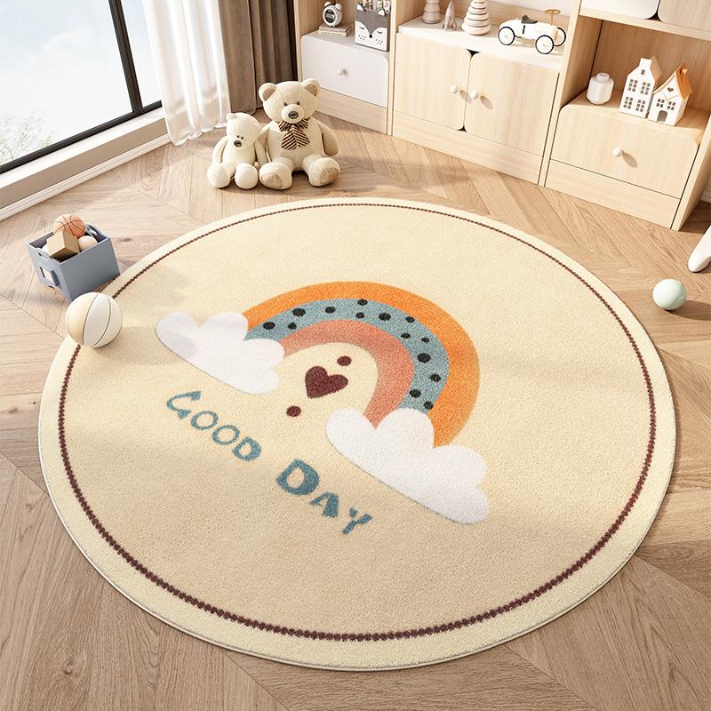 Cartoon Style Bedroom Decor Plush Carpet Home Fluffy Soft Floor Mat Cute Round Carpets for Living Room Thick Non-slip Lounge Rug