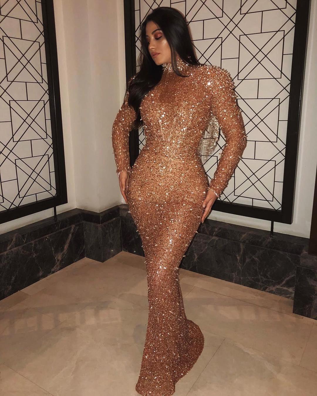 European And American Spring New Women S Clothing Long-Sleeved Backless Golden Sexy Dress Long Dress S