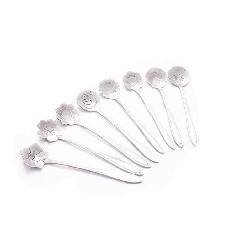 Creative Flower Spoon Stainless Steel Tableware Spoon Dessert Spoon Milk Tea Coffee Spoon