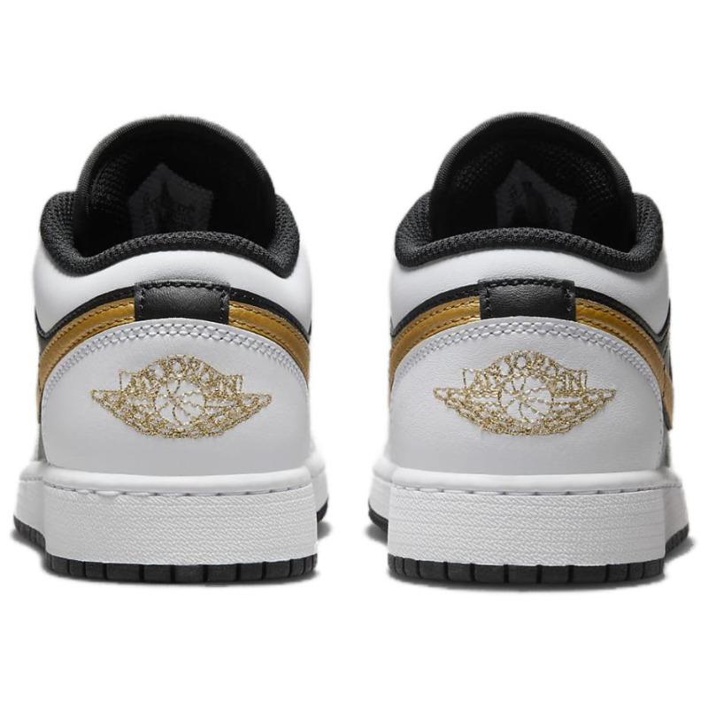 Jordan Kids Air Jordan 1 Low Basketball Shoes White Black Metallic Gold 553560-172