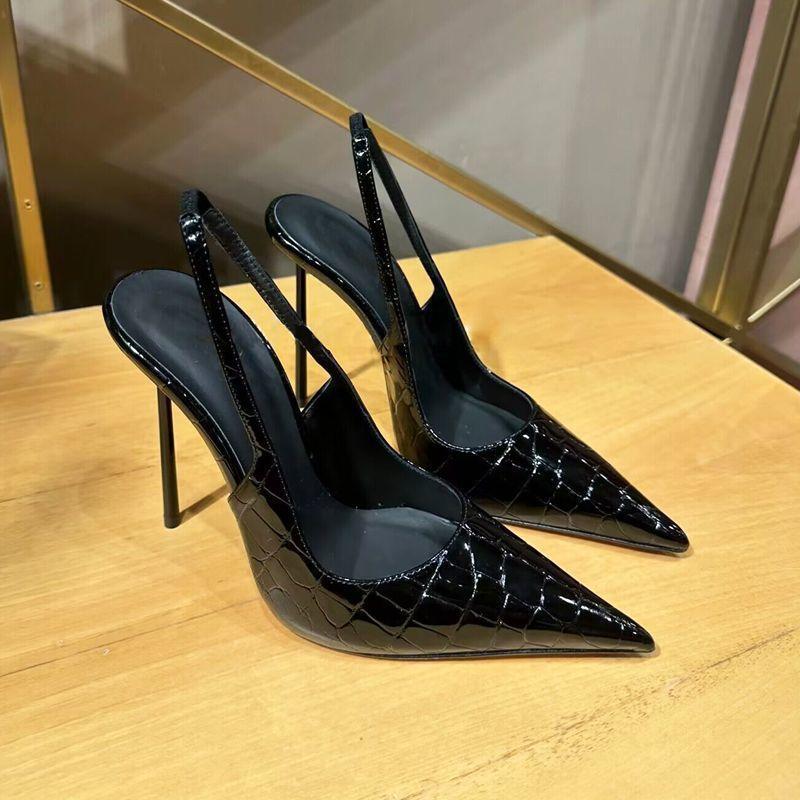 Fried Street High-value High Heels Autumn Thin Heel Pointed Head Shallow Mouth Back Empty Elegant Single Shoes