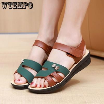 Women's Sandals Summer New Outside Wear Colorful Shoes Soft Bottom Chinese Wind Pregnant Mother Shoes Thick Bottom Anti-slip Sandals