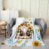 Cartoon Gnomes Fleece Blanket,Dwarf Throw Blanket Twin Sofa Bed Couch Decor,Colorful Stars Bed Blanket Lightweight,Watercolor