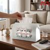 2D Flat 1pc, Tissue Box. Three Kittens with Pink Bows Patterned Tissue Dispenser, Reusable, Daily Desktop Tissue Storage Box. Suitable for Kitchen, Li