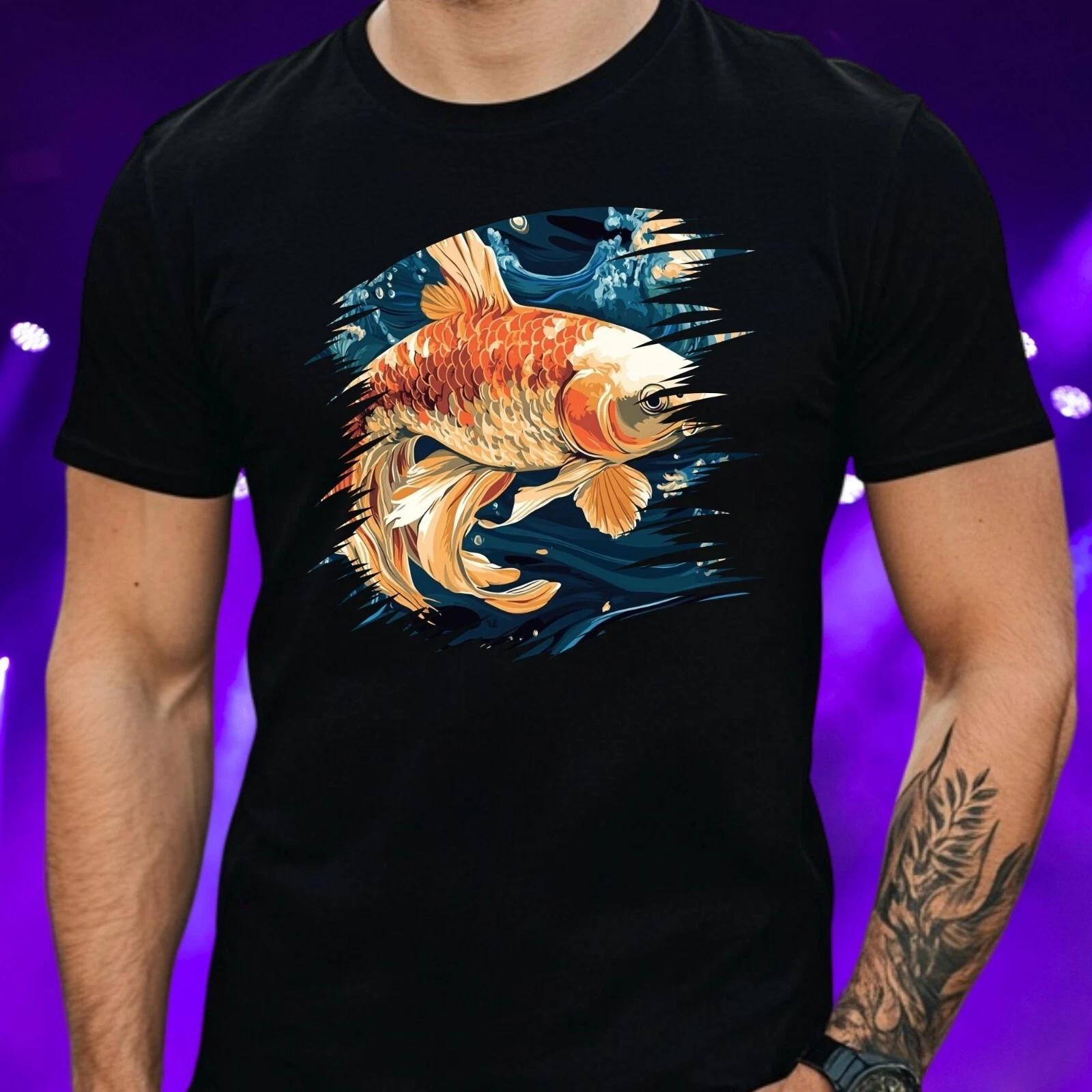 T-Shirt Herren Karpfen Fisch Motiv Baumwolle Größe S bis 5XL S
