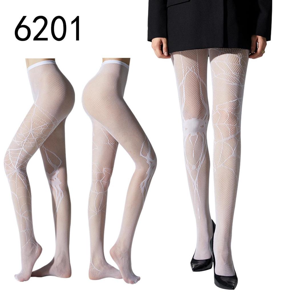 Hohle Strapsstrumpfhose mit Fischmuster - Nachtclub Schwarzseide