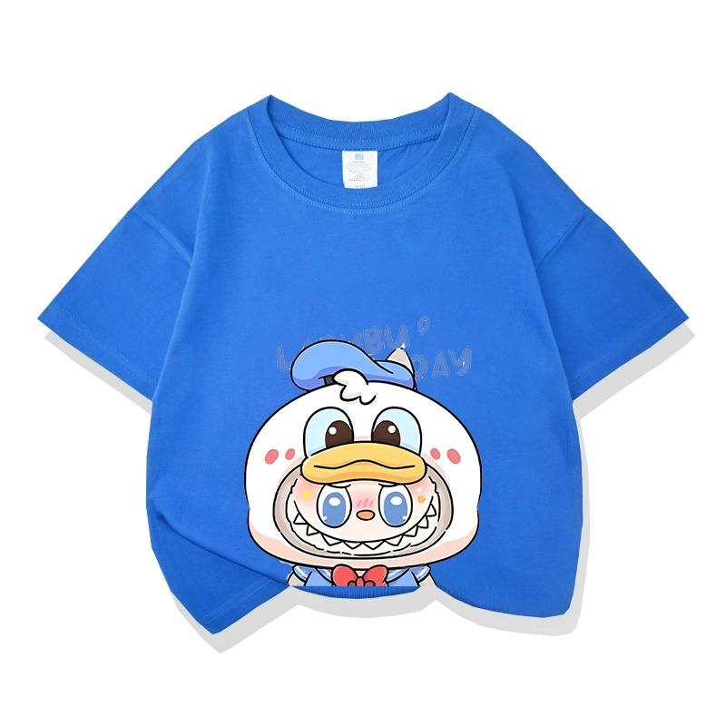 Cartoon Graphic Labubu Kids Adult Printed T-shirt Summer Men and Women's Fashion Outdoor Girl Short Sleeved T-shirt Top Pullover