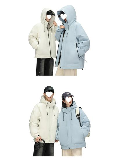 Men's Winter 2025 Stylish Solid Color Hooded Windproof Down Jacket