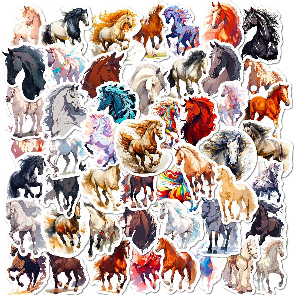 50 Graffiti Horse Stickers - New Equestrian Sports Trend Cartoon Stickers