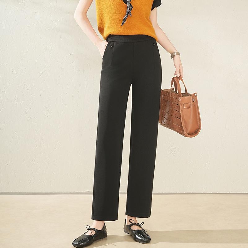 

Women s Summer Elastic Waist Cropped Pants - Cool, Comfortable, Imitation Silk for Middle-Aged and Elderly 5XL (150-165 lbs) чорний