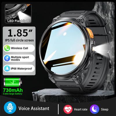 LIGE Smartwatch da esterno con batteria di grandi dimensioni da 730 mAh, schermo da 1,85'', chiamata BT con torcia, orologi sportivi impermeabili