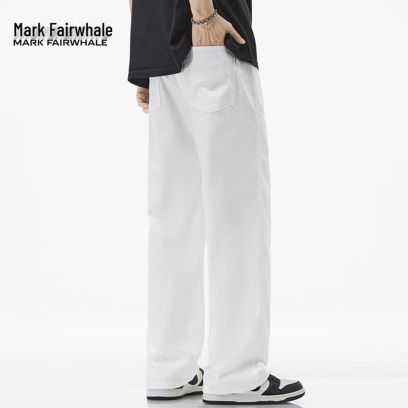 Mark Fairwhale Men's White Tencel Lyocell Straight-Leg Jeans