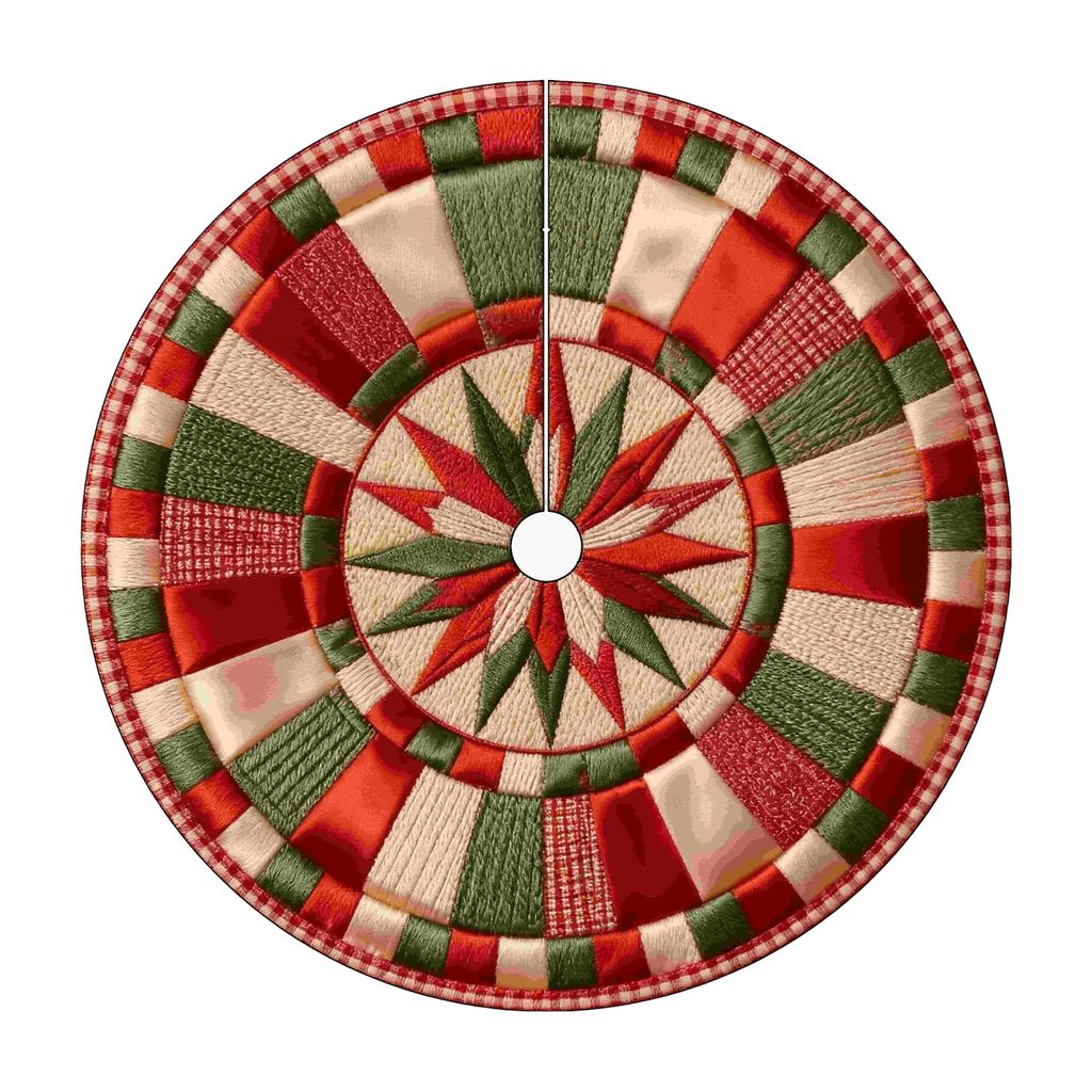 Christmas Tree Skirt with 2D Embroidery and Digital Print for Festive Holiday Decoration
