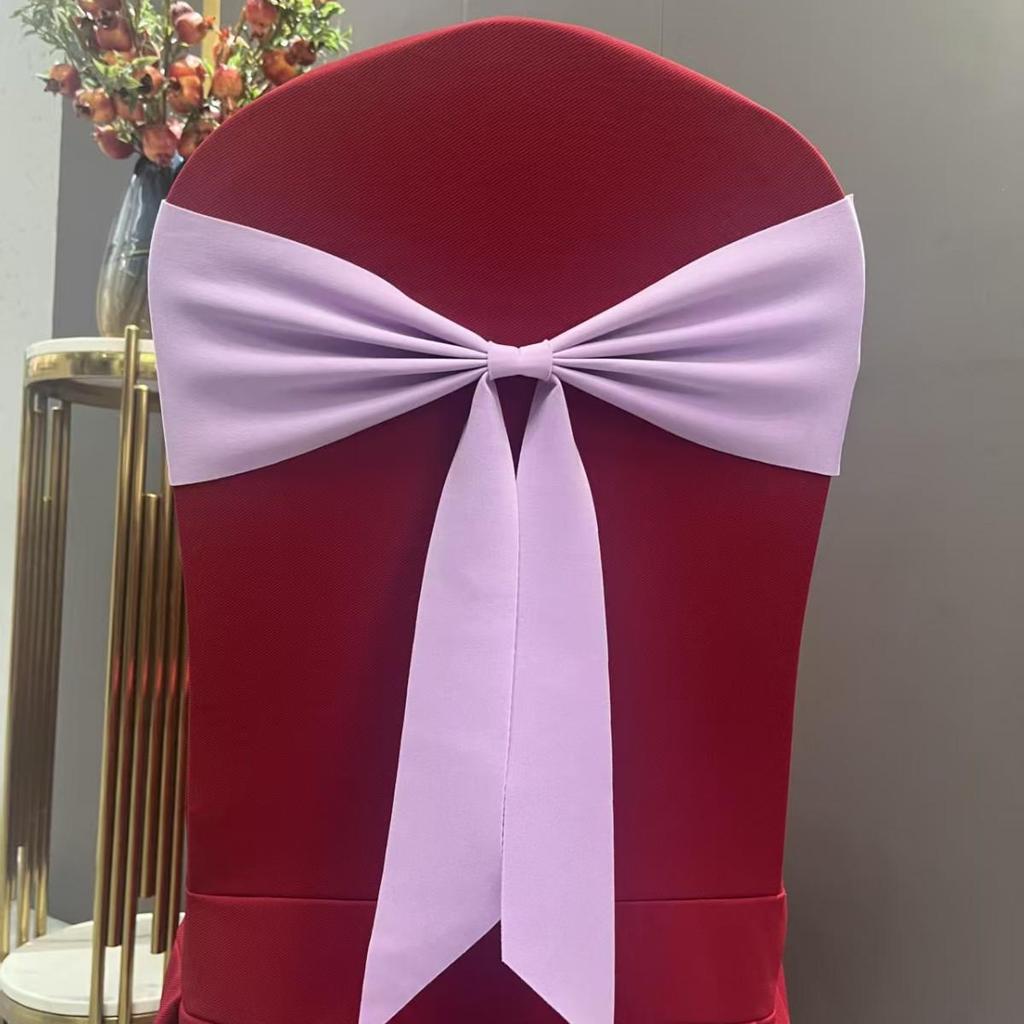 Elastic Chair Back Cover with Decorative Flower Tie for Banquets