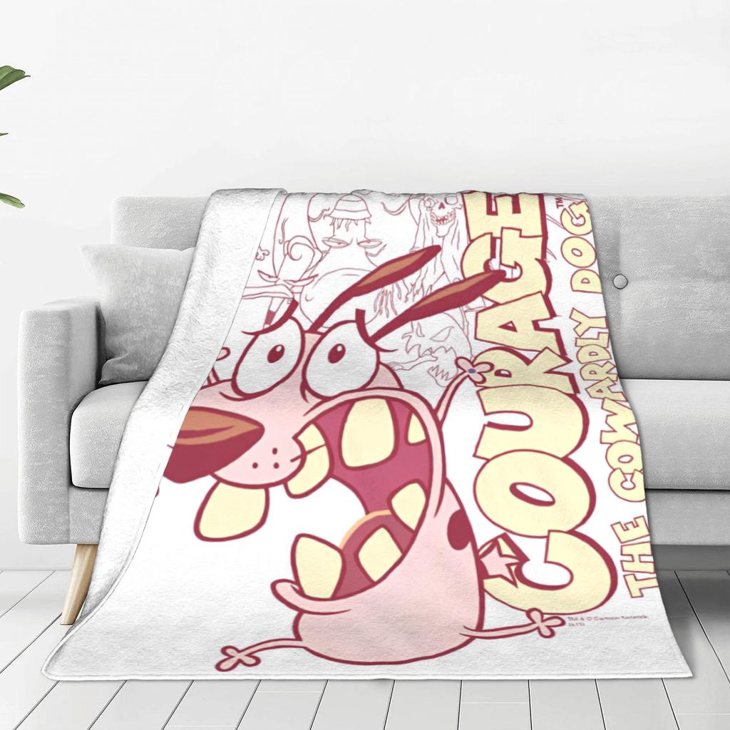 Cowardly Dog C-Courage Cartoon Funny Coral Fleece Plush Throw Blanket Cute Comedy Blankets for Bedding Car Soft Bed Rug