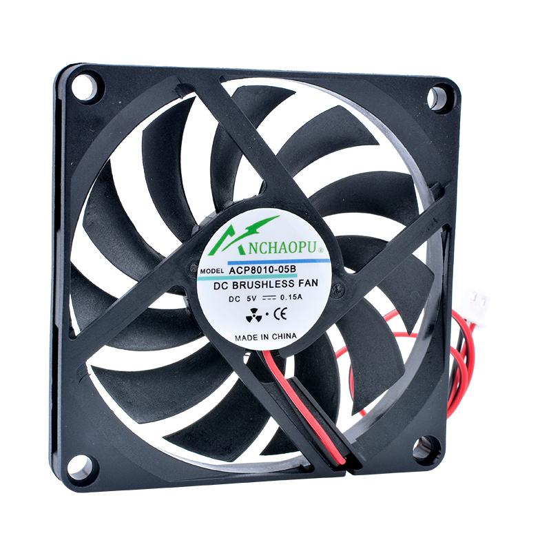 ACP8010 8cm 80mm Fan 80x80x10mm DC5V 12V 24V 2 Wires 2pin for Chassis Power Supply Charger Inverter Ultra-thin Cooling Fan