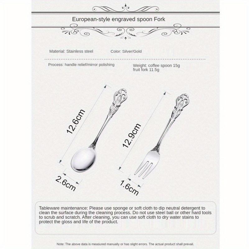 1 stück Europäischen Edelstahl Kaffeelöffel Royal Dessertlöffel Antike Hohl Kuchen Obst Gabel Geprägte Löffel