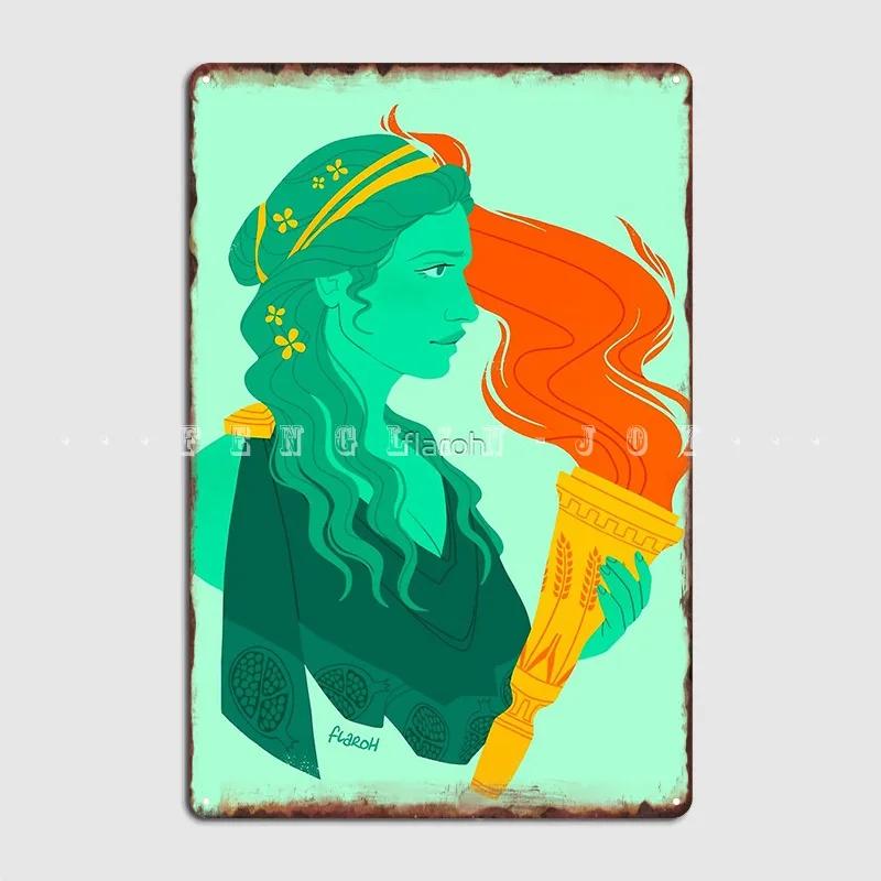 Прозерпина Персефона Бюст Металлическая Табличка Кино Гараж Клуб Бар Смешная Настенная Табличка Жестяная Табличка Постеры 20x30cm（7.8x11.8inch）