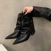 Women's Ankle Boots Chunky Heel Pointed Toe Short Boots 2026 New Spring Autumn Brown Cowboy Boots Woman Ladies Shoes Botas Mujer