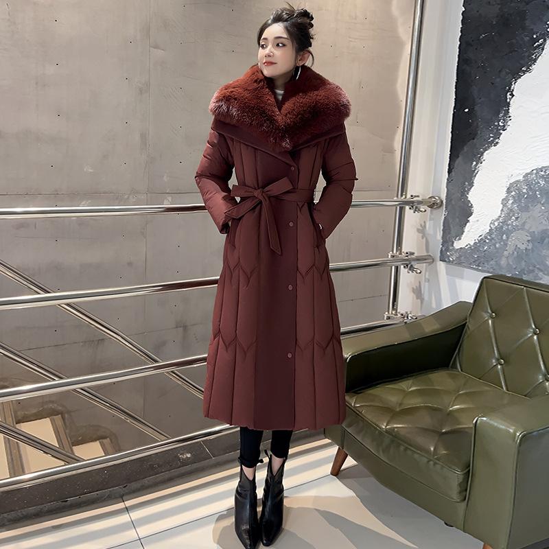 Women's large fur collar splicing new cold and windproof lightweight thickened fluffy warm loose high-quality fabric casual sports cotton clothing