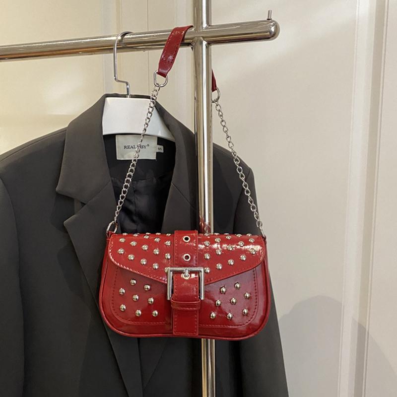 Yogodlns New Trend Fashion Spice Girl Rivet Personality Advanced Design Locomotive Shoulder Bag Punk Style Underarm Hobo Bag