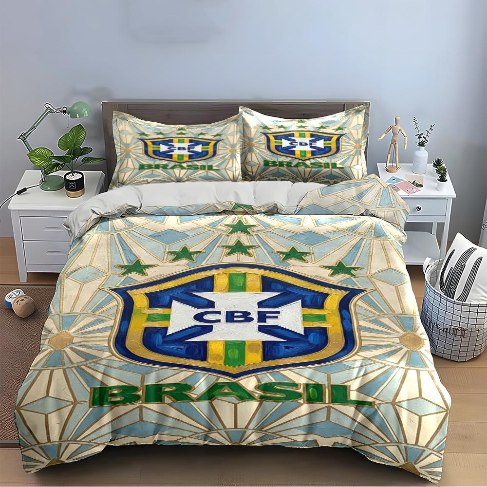 Brazil CBF Emblem Bedding Set Bedding Duvet Cover Set Duvet Cover Pillowcases Home Decor (1 * Duvet Cover 2 * Pillowcases, without duvet insert)