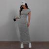European and American Summer Casual Striped Knitted Tight Backless Dress Women's TK Direct Batch
