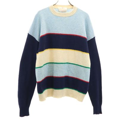 70s Made In USA Vintage Border Pattern Long Sleeve Sweater Knit Women Used