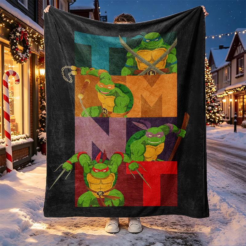 Teenage Mutant Ninja Turtles Pattern Blanket for Home Decoration, Bed, Sofa, Car Travel, Camping, Suitable for All Seasons, Birthday Christmas Gift