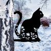 Iron Cat Garden Stake Outdoor Sculpture Yard Art Backyard Patio Decor