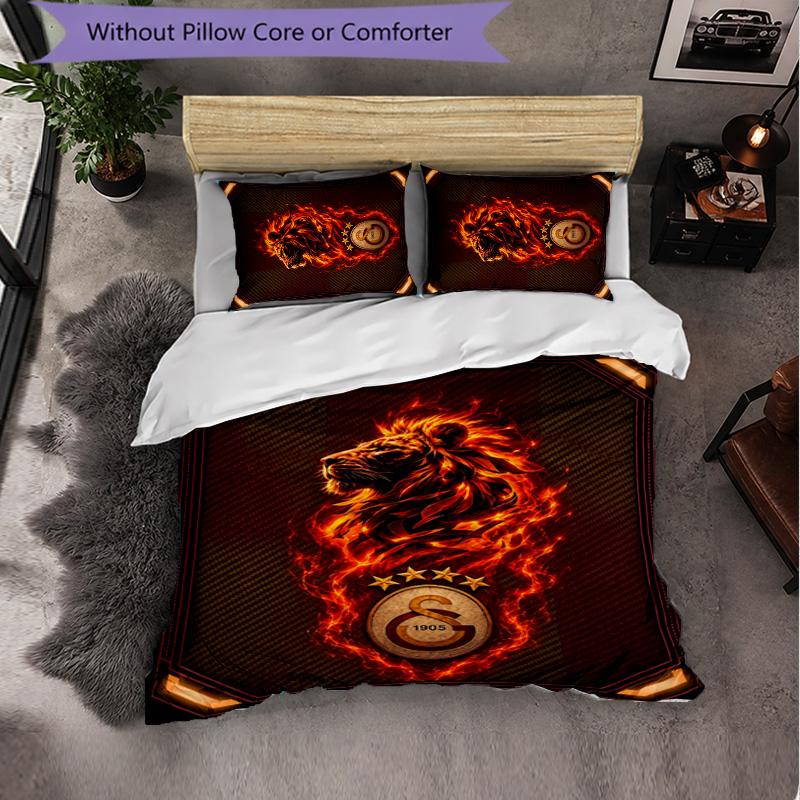 Biancheria da letto a tema Galatasaray FC Set 3 Pezzi Copripiumino Biancheria da letto decorativa per camera da letto per adolescenti Decorazione per la casa