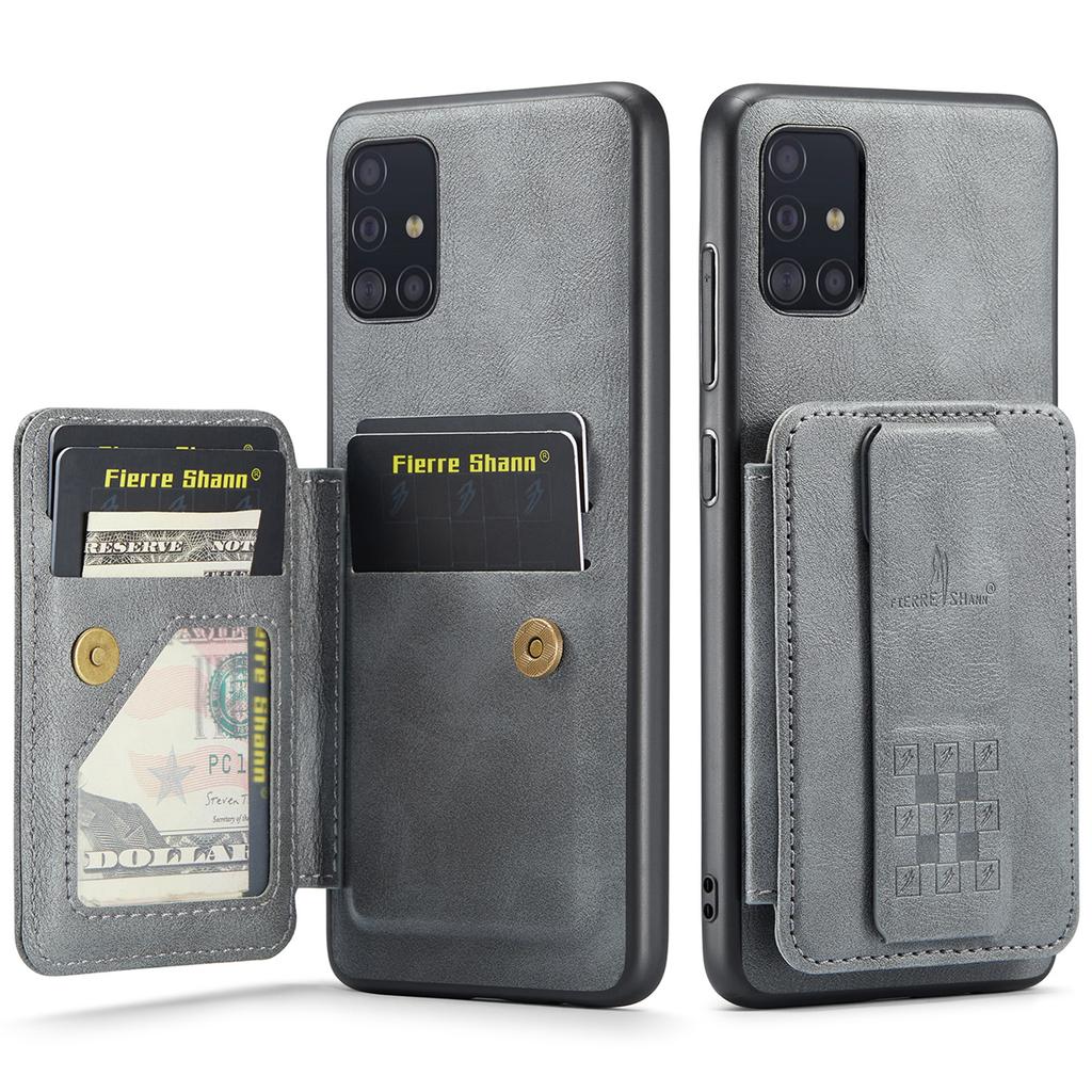 For Samsung Galaxy A51 4G SM-A515 Case Card Holder Leather Coated TPU Phone Cover