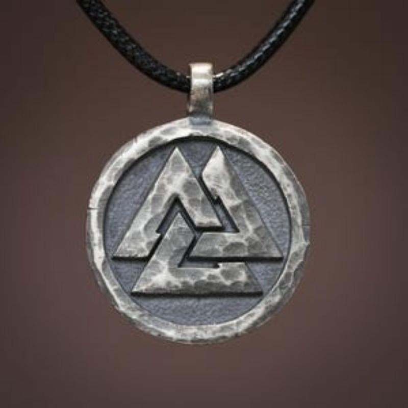 Viking Valknut Warrior Pendant Norse Jewelry Necklace Pendant Amulet Odin with Adjustable String