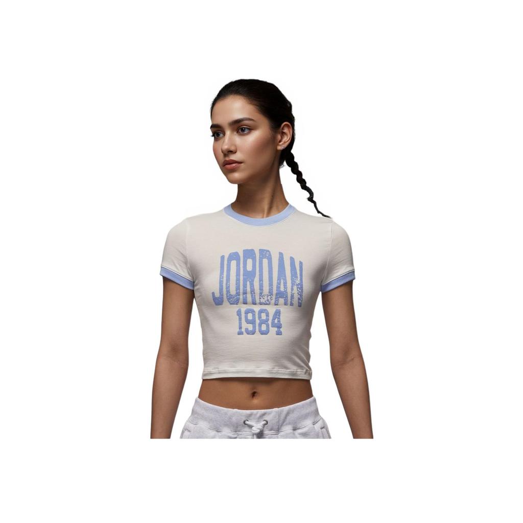 Jordan Women's Cropped Graphic T-Shirt White Blue HJ0197-133