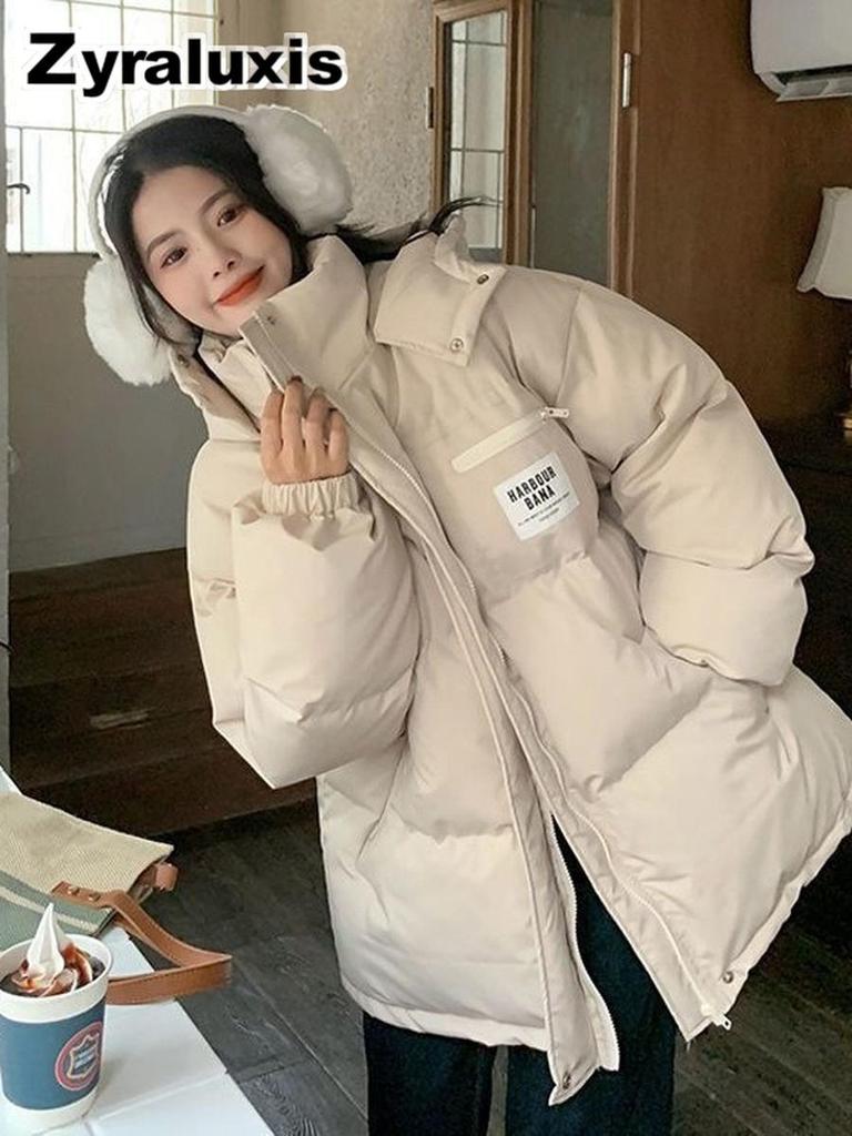 Women's Down Cotton Jacket Winter Thickened Cotton Padded Coat Korean Loose Small Size Cotton Clothing Outerwear