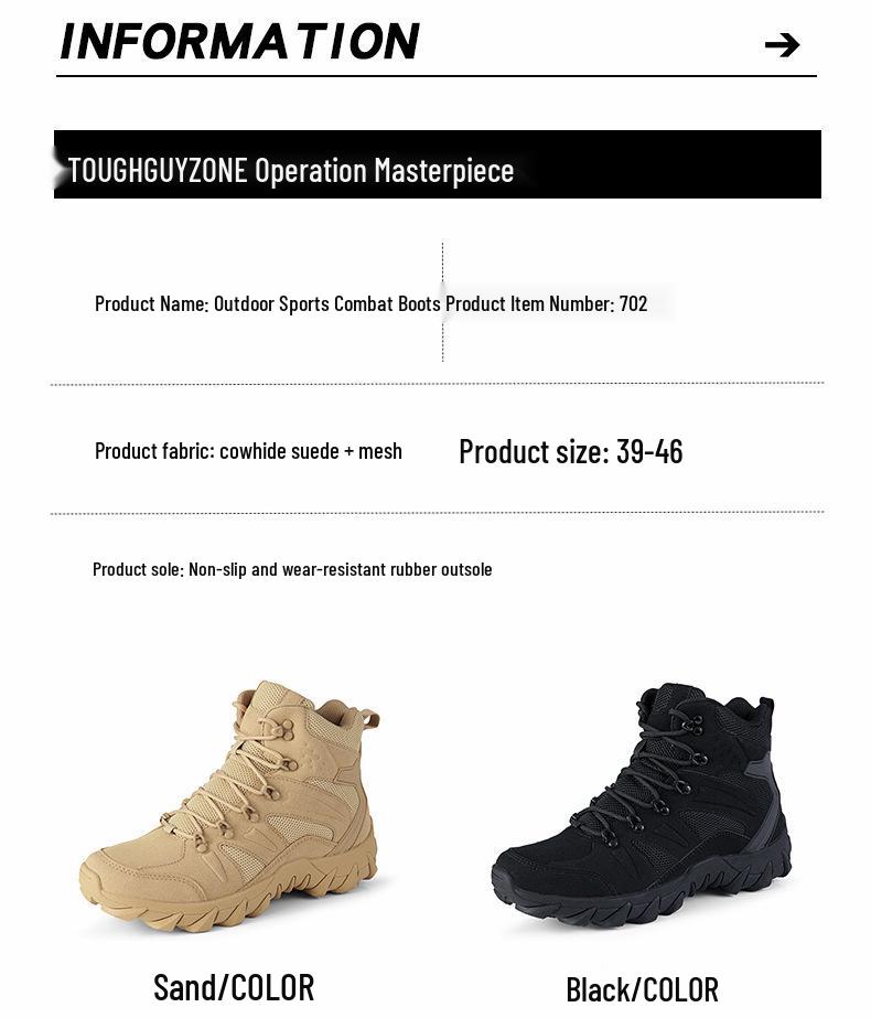 Men's Plus Size Breathable Non-slip High-Top Hiking Combat Boots