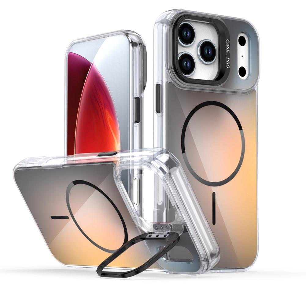 Anti-yellowing Built-in Super Magnetic Lens Holder Case For iPhone 17 Pro Max 17 Air 16e 16 Pro 15 + 14 13 12 11 Protect Cover