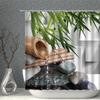 Zen Shower Curtain Green Bamboo Flowing Water Buddha Flower Goldfish Animal Bathroom Curtain Waterproof With Hooks Home Decor