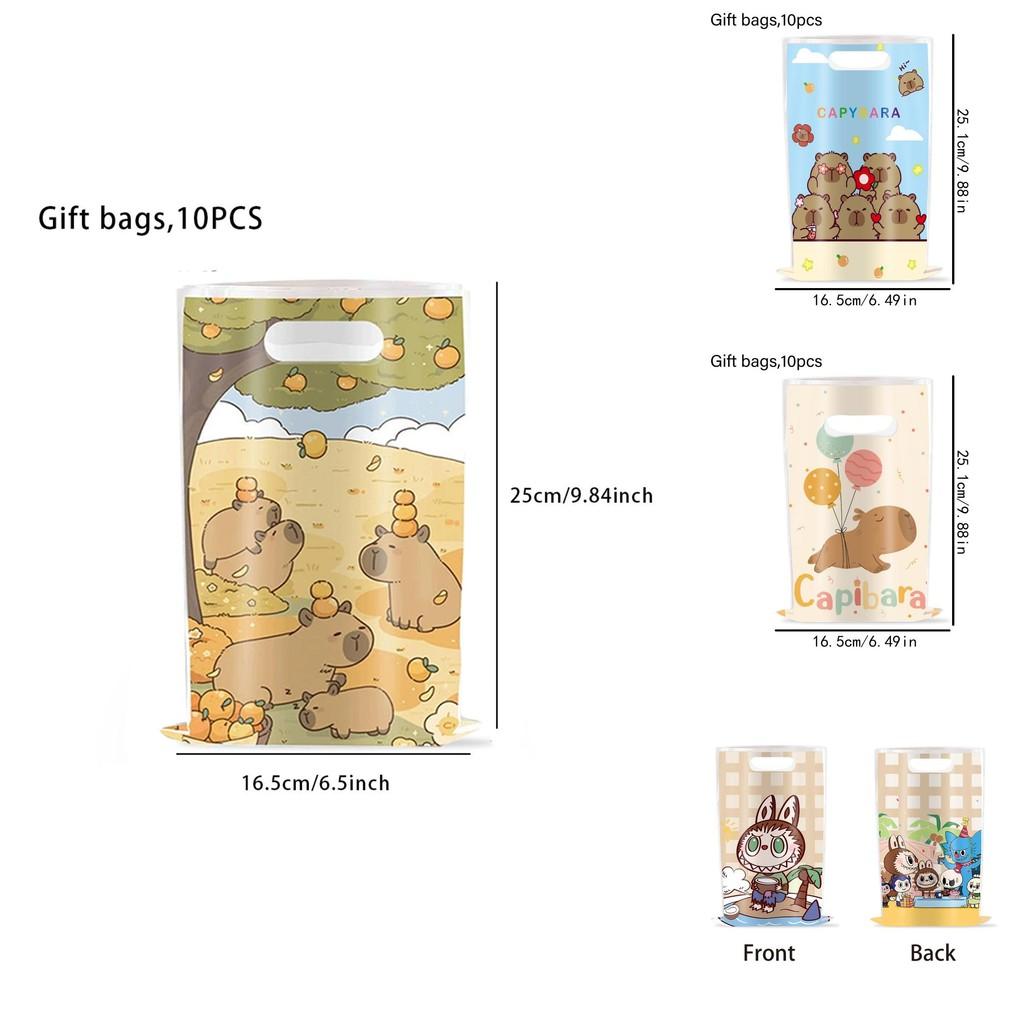Labubu Capybara Themed Childrens Party Favor Bags With Glitter Handle For Birthday Celebrations
