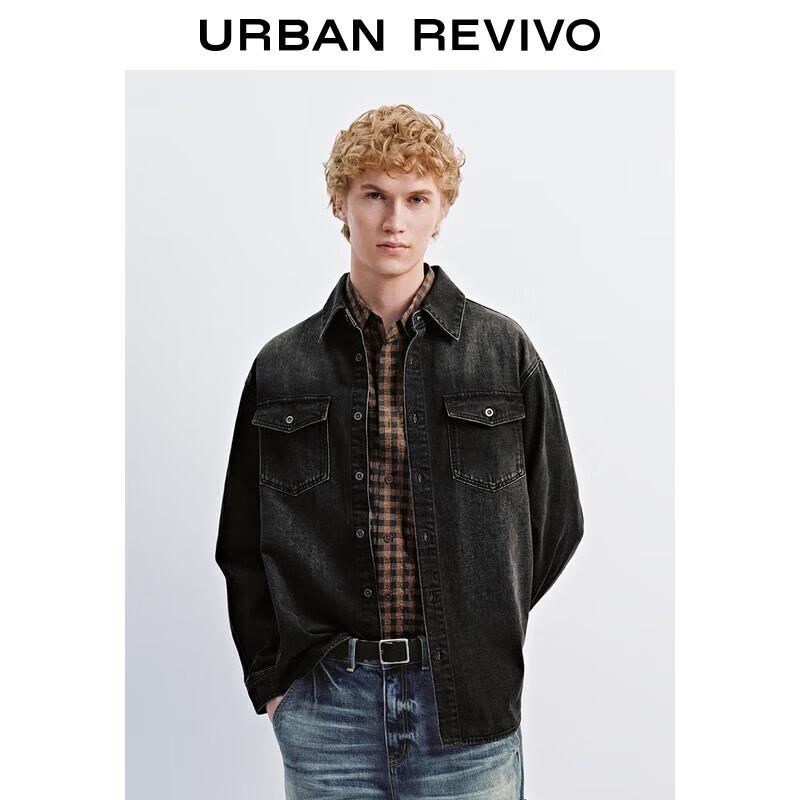

UR 2025 Fall Men s Retro Washed Pocket Loose Denim Shirt S
