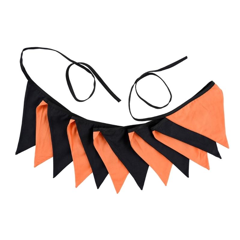 Colorful Halloween Triangular Flags Thanksgiving Cotton Fabric Pennant Bunting Banners for Schools Homes and Offices