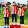 Red Kindergarten Windbreaker Three-Piece Set for First Grade - Autumn/Spring Style